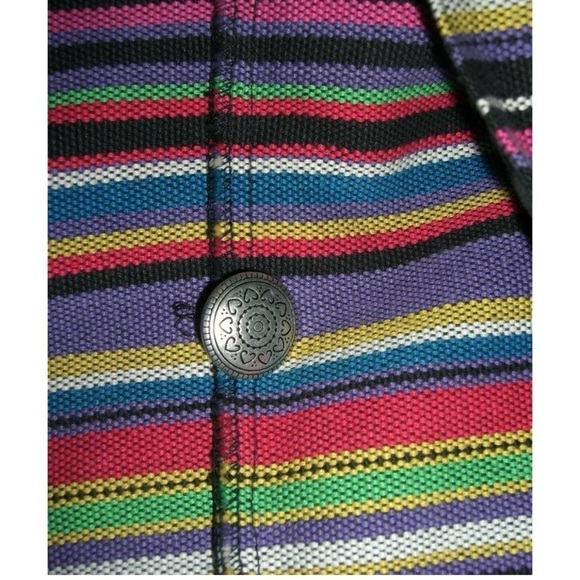 Vintage 80s Rainbow Striped Oversized Blazer Bohemian Southwestern Boho Festival - Picture 10 of 11